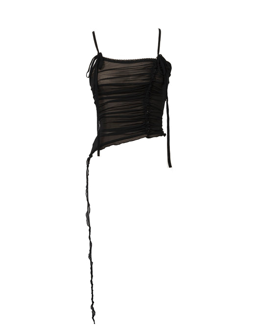 Rouged Mesh Top Black